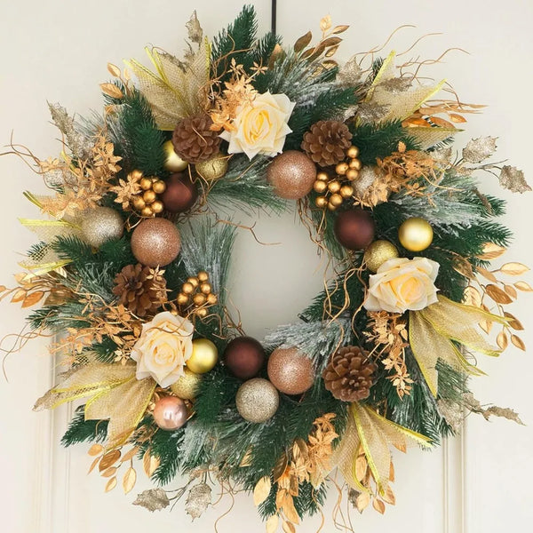 Prelit 24“ Champagne Gold Door Wreath