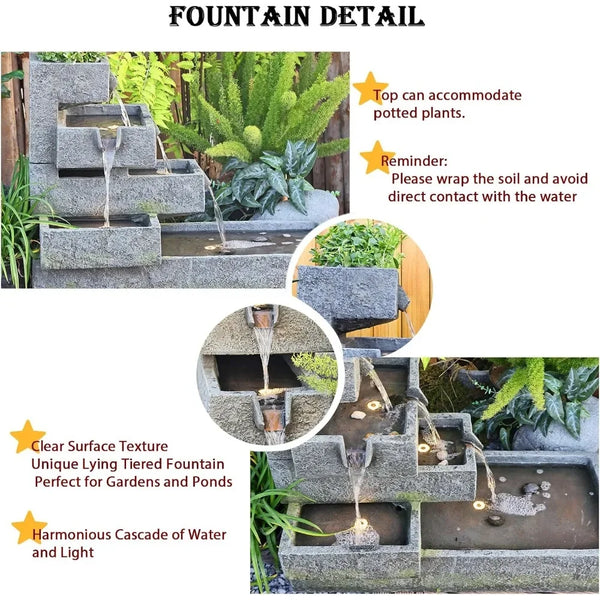 Layered Fountain Outdoor Garden Waterfalls