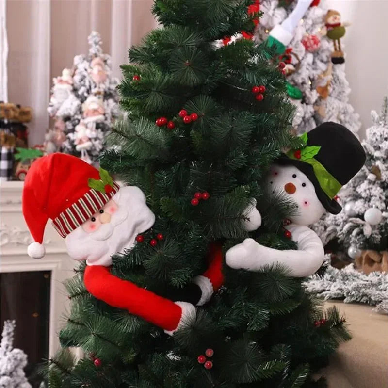 Christmas Tree Hugging Santa Claus Snowman Dolls