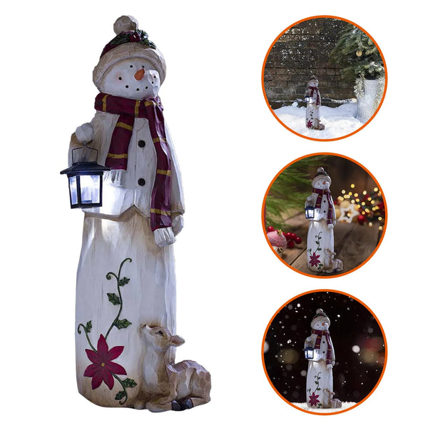 Luminated Solar Lantern Snowman - jenshomeandgardendecor