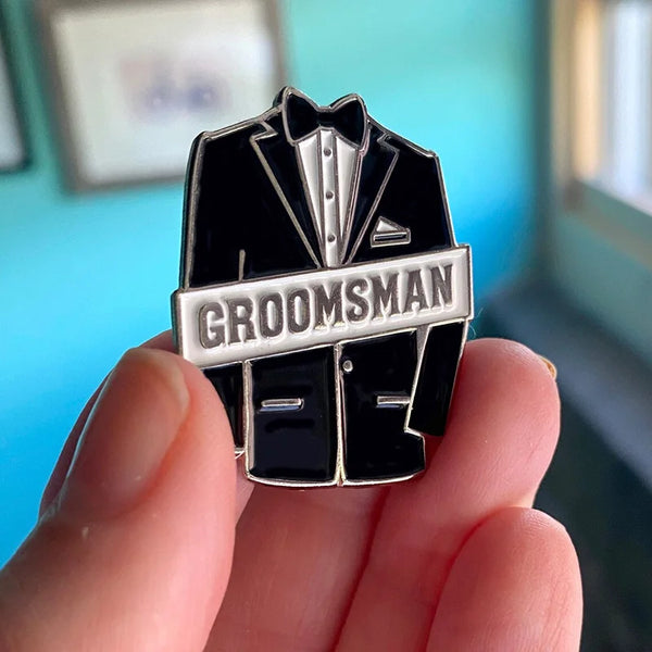 Groomsman Best Man Father of the Bride Groom Ring Bearer Pin Badge