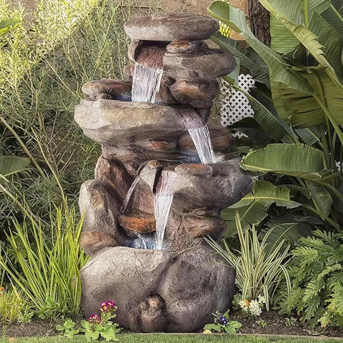 Freestanding Alpine Fountain 23"L x 18"W x 40"H, Lt. Gray - jenshomeandgardendecor