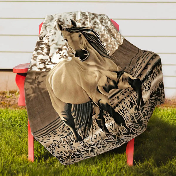 Western Galloping Horse Throw Blanket - jenshomeandgardendecor