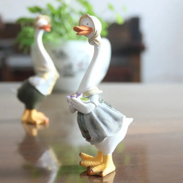 Resin Duck Craft Figurines 4 Family Member Garden Statue - jenshomeandgardendecor