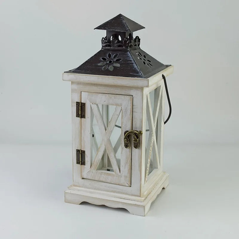 Retro Wood And Wrought Iron Wind Lamp