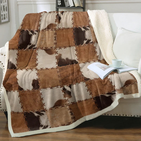 Fur-like Patchwork Throw Blanket