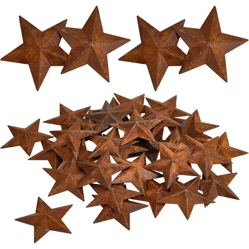 30PCS 1 Inch Metal Rusty Barn Stars