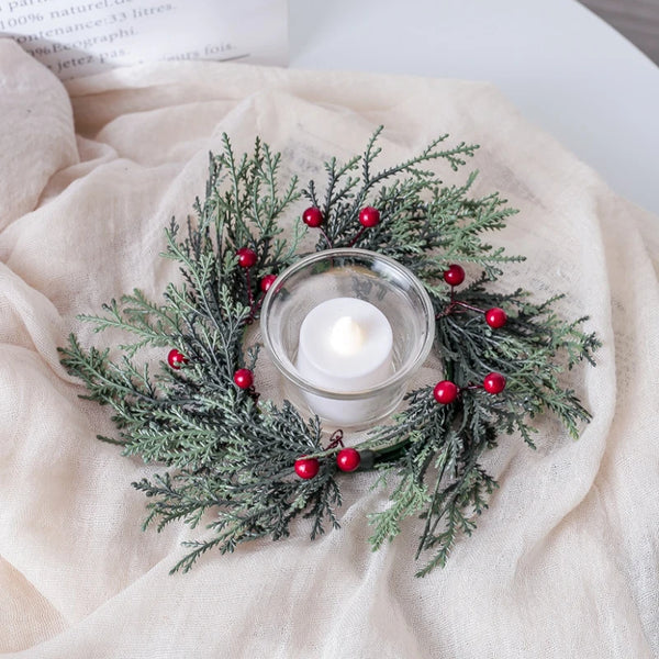 Pine Needle Candlestick Wreath for Christmas