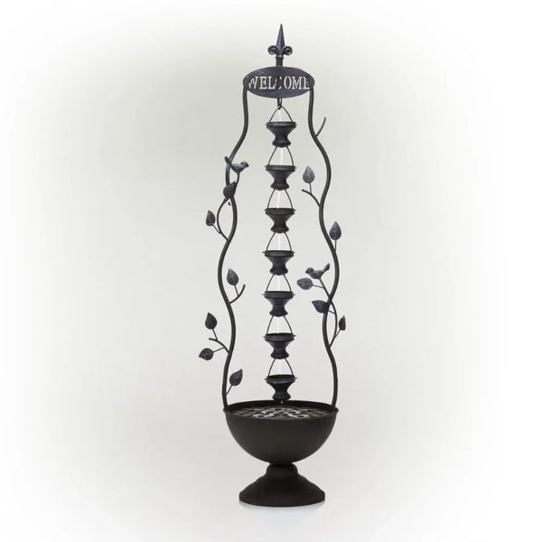 Outdoor Hanging 7-Cup Tiered Floor Fountain - jenshomeandgardendecor