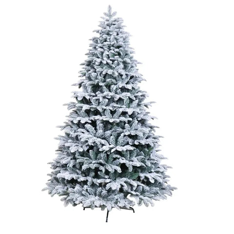 New White Snow Christmas Tree with Metal Foldable Stand