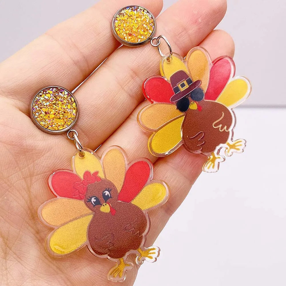 Thanksgiving Turkey Acrylic Earrings