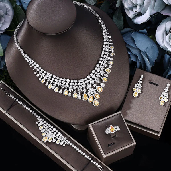 Zircon Tassel Water Drop Jewelry Set