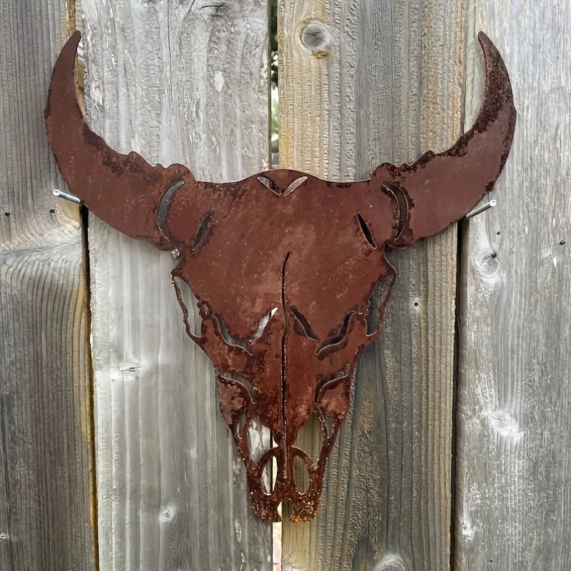 Rustic Bull Skull Metal Wall Decor