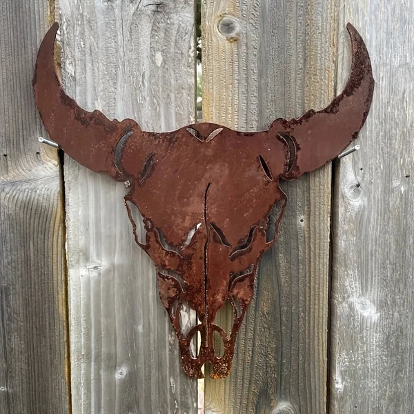 Rustic Bull Skull Metal Wall Decor