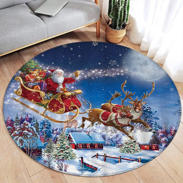 Christmas Living Room Round Rugs