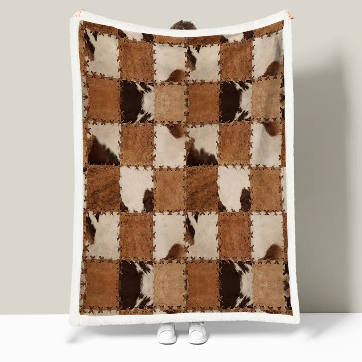 Fur-like Patchwork Throw Blanket