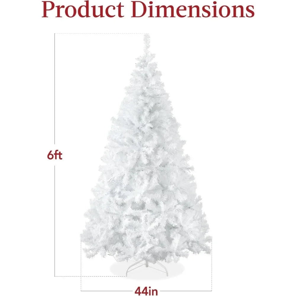 White Christmas Tree w/Warm White Lights, Stand, Easy Assembly