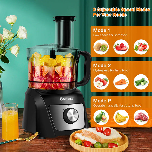 6 Cup Food Processor 500W Variable Speed Blender Chopper w/ 3 Blades - jenshomeandgardendecor