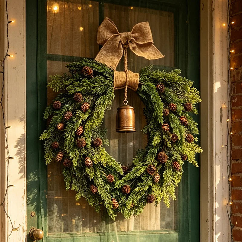 Christmas Pinecone Wreath with Bell