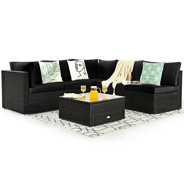 6PCS Patio Rattan Furniture Set - jenshomeandgardendecor