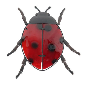 Metal Red Beetle Wall Decoration - jenshomeandgardendecor