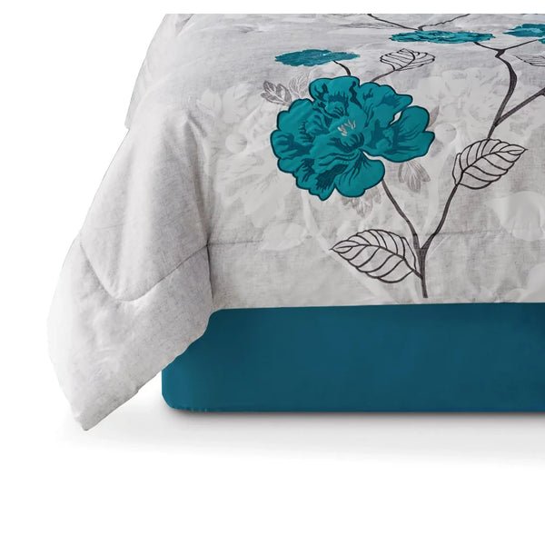 7-Piece Teal Roses Comforter Set - jenshomeandgardendecor