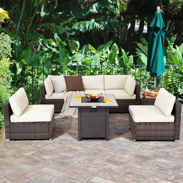 7PCS Patio Rattan Furniture Set - jenshomeandgardendecor