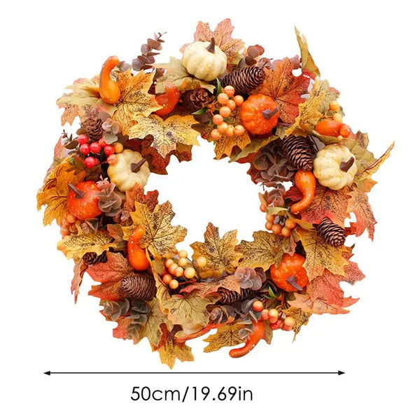 50cm Halloween Maple Leaf Pumpkin Wreath for Door