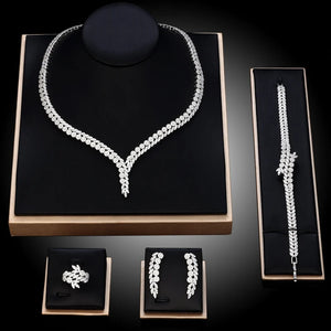 New 4-piece Cubic Zirconia Wedding Jewelry Set - jenshomeandgardendecor