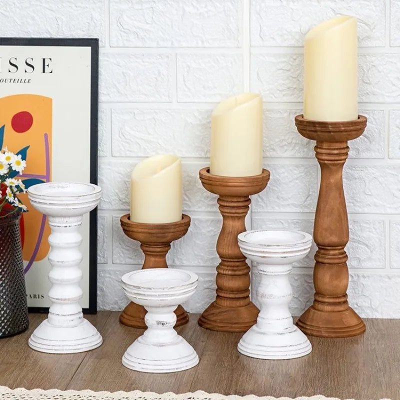 New Style Retro Wooden Candle Holder 3-piece Set