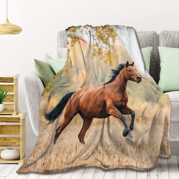 Western Galloping Horse Throw Blanket - jenshomeandgardendecor