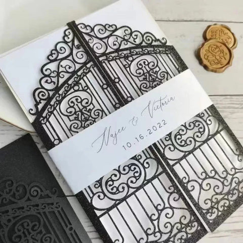 10 Pieces Laser Cut Wedding Gate Love Door Invitation Card