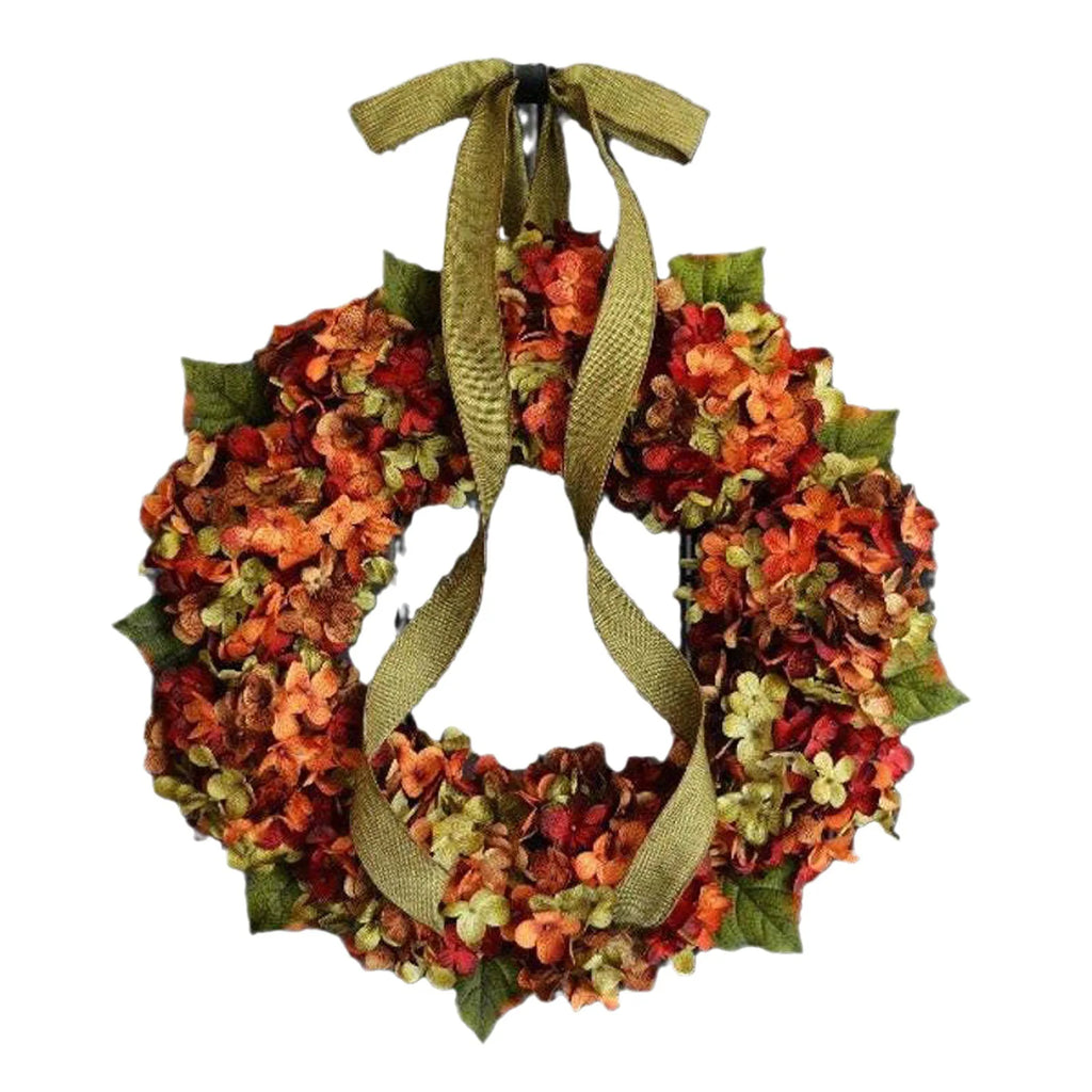 1pc Elegant Autumn Hanging Wreath with Hydrangea Flowers 15.75inch