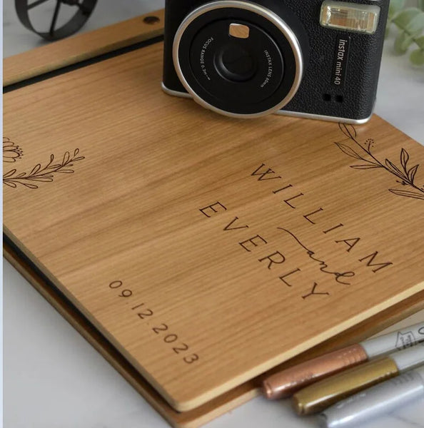 Wooden Wedding Guest Book - Personalized Laser Engraved