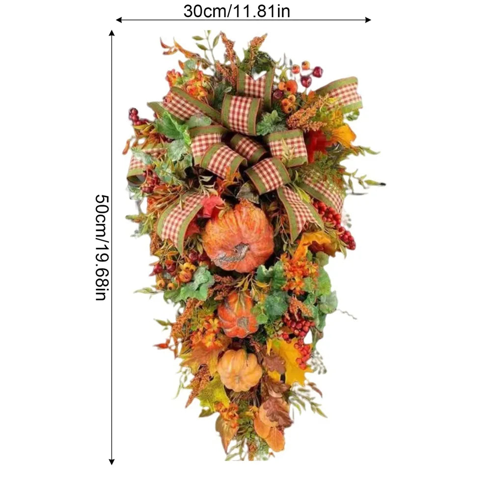 Fall Wreaths for Front Door Autumn Maples Leaf Pumpkin Berry Wreath - jenshomeandgardendecor