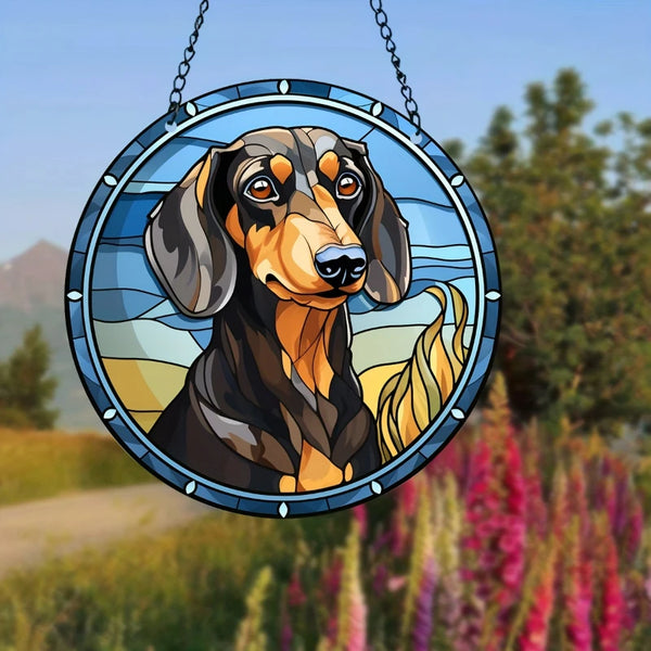 1pc Dachshund Stained Glass Window Hanging Suncatcher