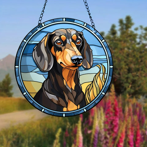 1pc Dachshund Stained Glass Window Hanging Suncatcher