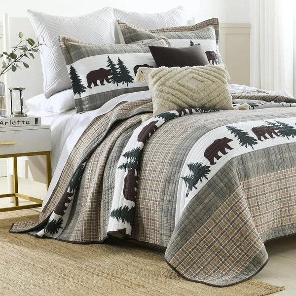 Lodge Cabin Bedspread Set 3 Pieces - jenshomeandgardendecor