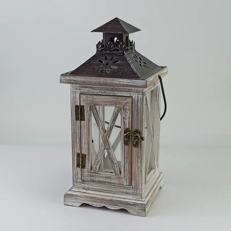 Retro Wood And Wrought Iron Wind Lamp