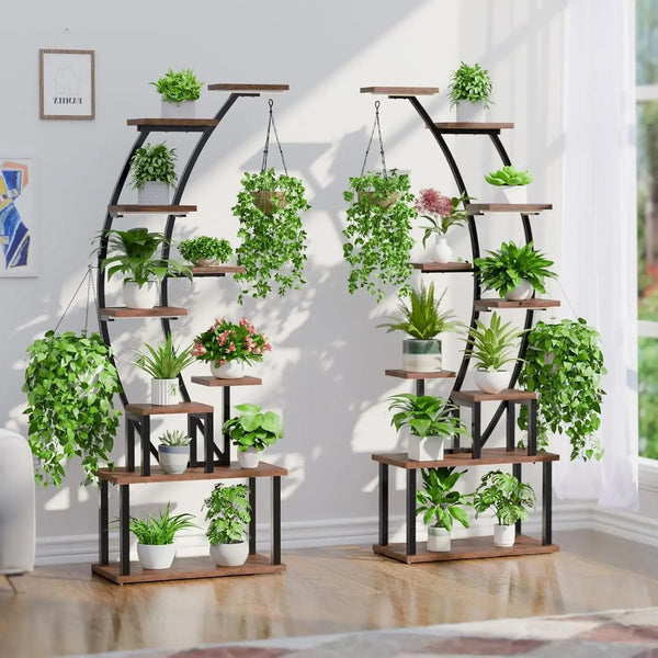 Plant Stand Indoor with Grow Lights, 9 Tiered Metal Plant Shelf, 64" Tall Plant Stand for Indoor Plants