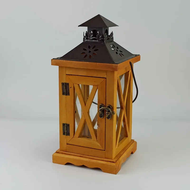 Retro Wood And Wrought Iron Wind Lamp