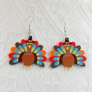 Acrylic Thanksgiving Turkey Earrings
