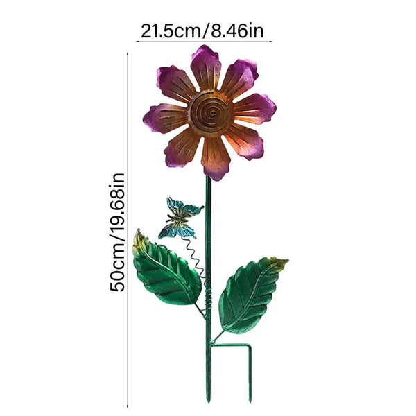 Flower Stakes Iron Outdoor Decor Landscape Garden Art with Dragonfly Butterfly Bee Ornaments Yard Flower Sticks for Spring Patio - jenshomeandgardendecor