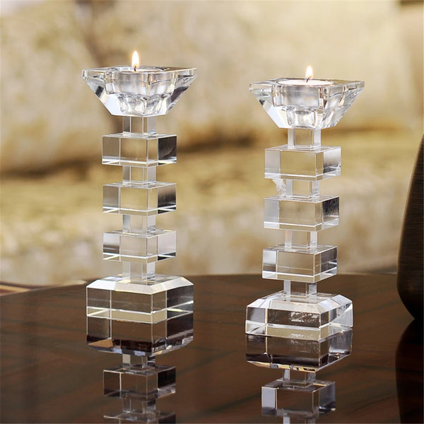 Crystal Glass Tealight Candlesticks