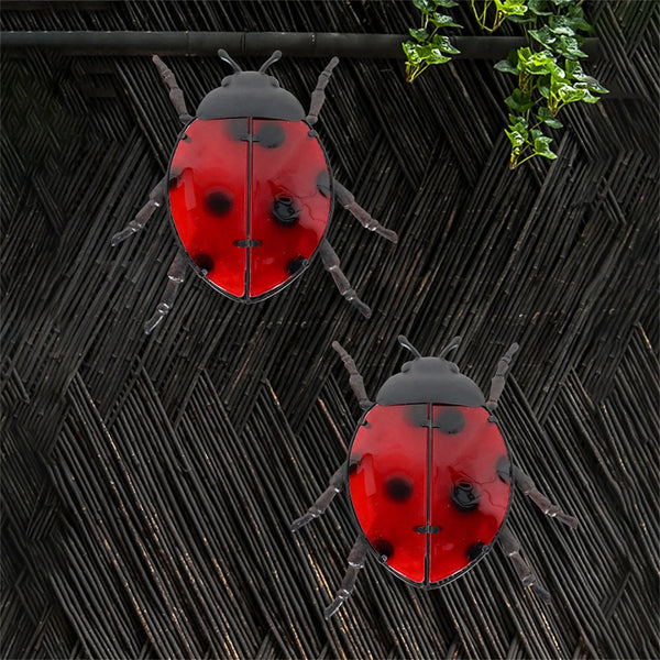 Metal Red Beetle Wall Decoration - jenshomeandgardendecor