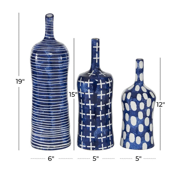 Stoneware Bottle-Shaped 3 Pack ceramic vase - jenshomeandgardendecor