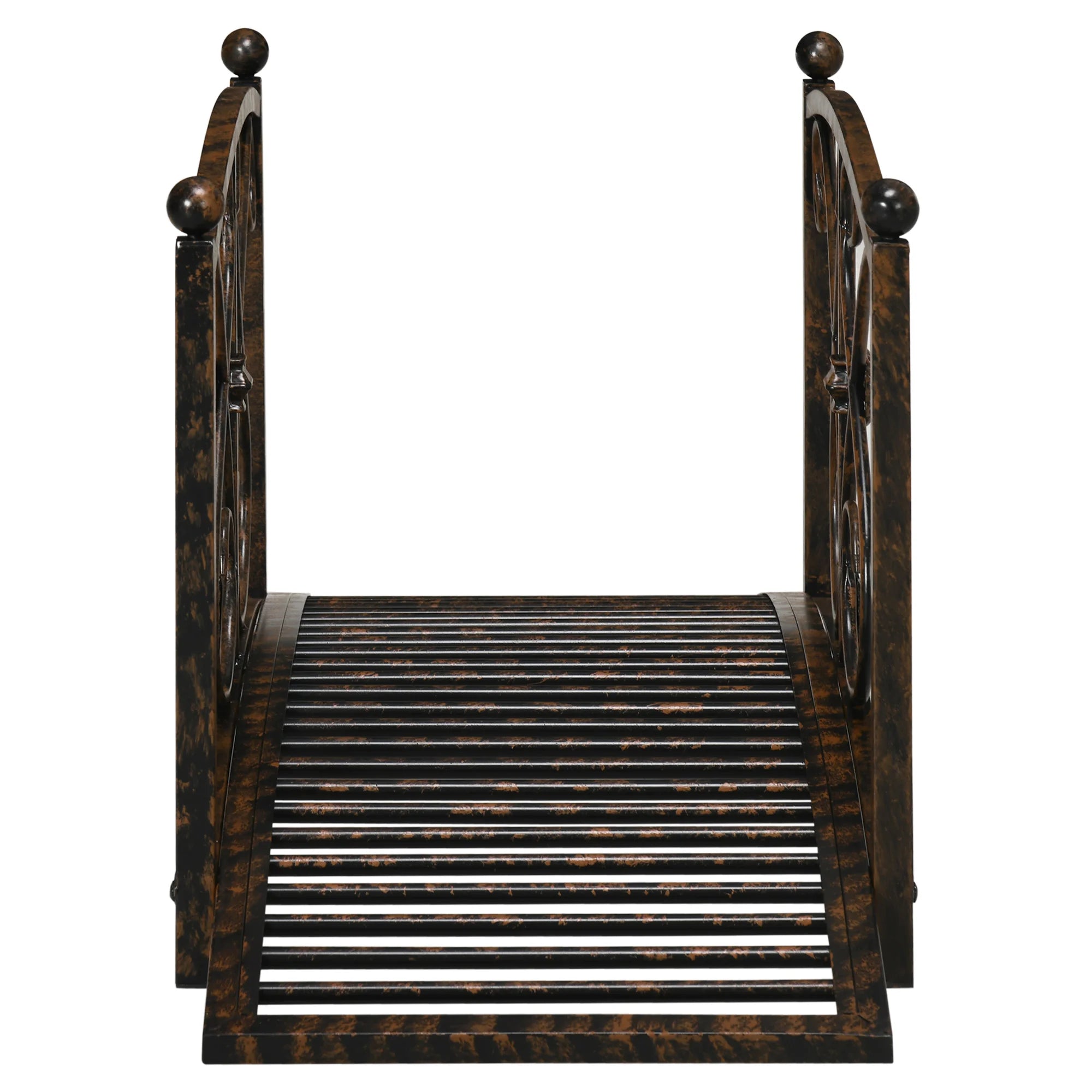 Metal Garden Bridge 3.3', Safety Railings Outdoor Décor for Pond, Stream, Creek
