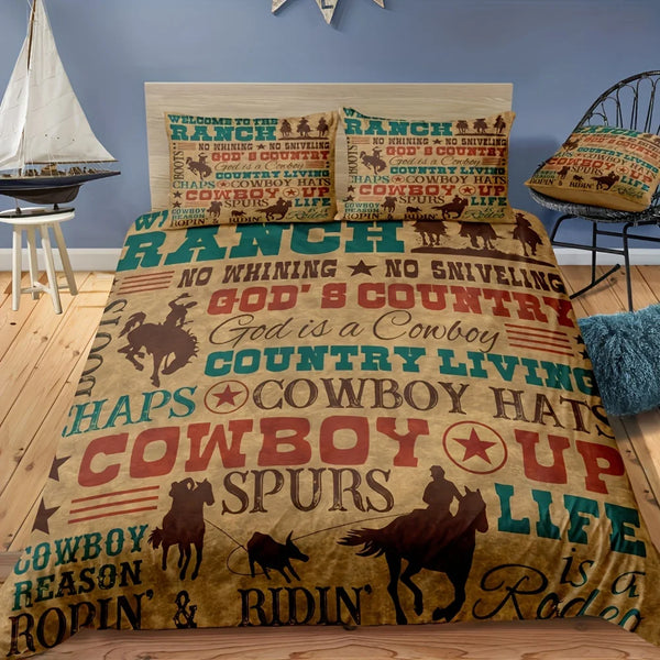 Rustic Western Cowboy Printed Bedding Set