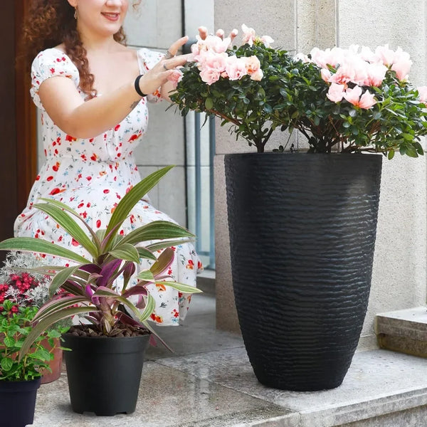 Flower Pot Tall Planters 2 Pack - jenshomeandgardendecor