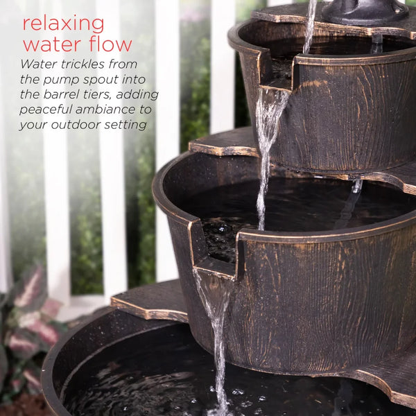 40" Three Tier Pump Outdoor Fountain - jenshomeandgardendecor